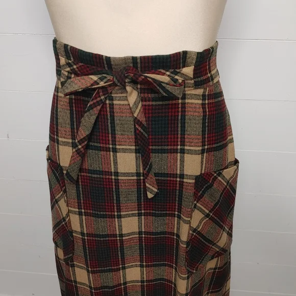 Vintage plaid wool maxi skirt size XS - Picture 2 of 8